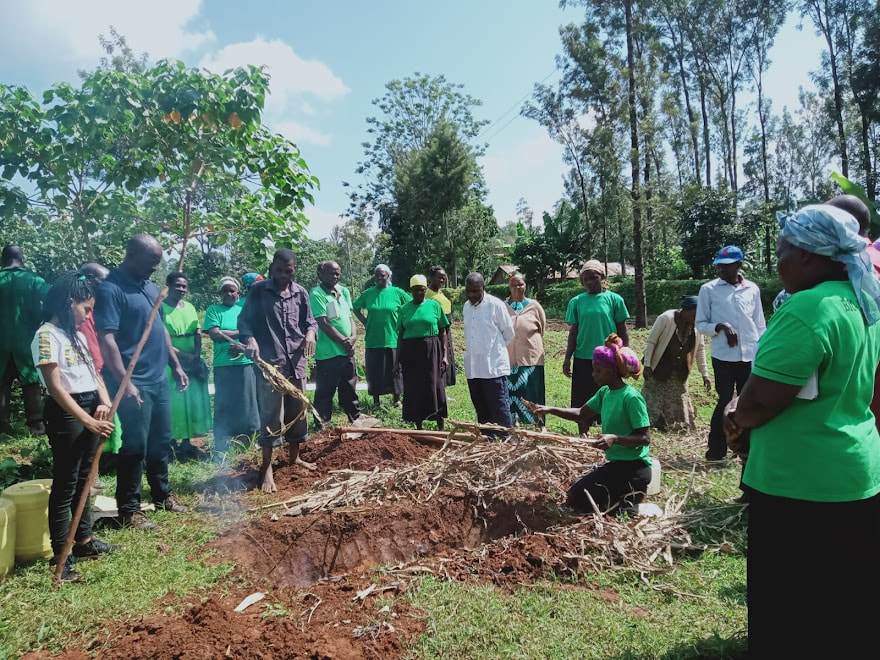 biochar training in Kenya using a trench